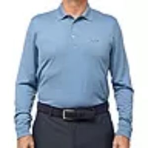 Greg Norman Long Sleeve Play Dry Polo Dark Ocean SZ M
